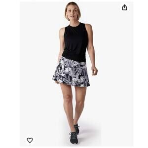 Queen of The Court Skort Botanical Print Sz M Black & White Tennis Pickle Ball